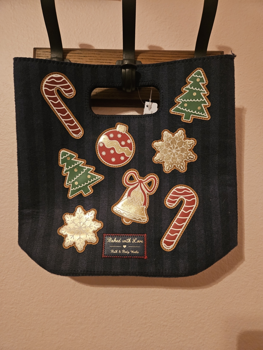 Navy Holiday Tote Bag Nwt